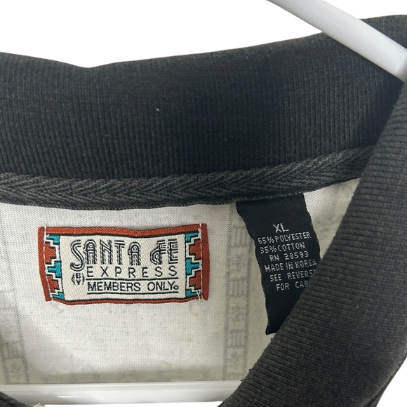 Santa Fe Express Members Only White/Black Short Sleeve Button Golf Shirt Men XL - Picture 5 of 5
